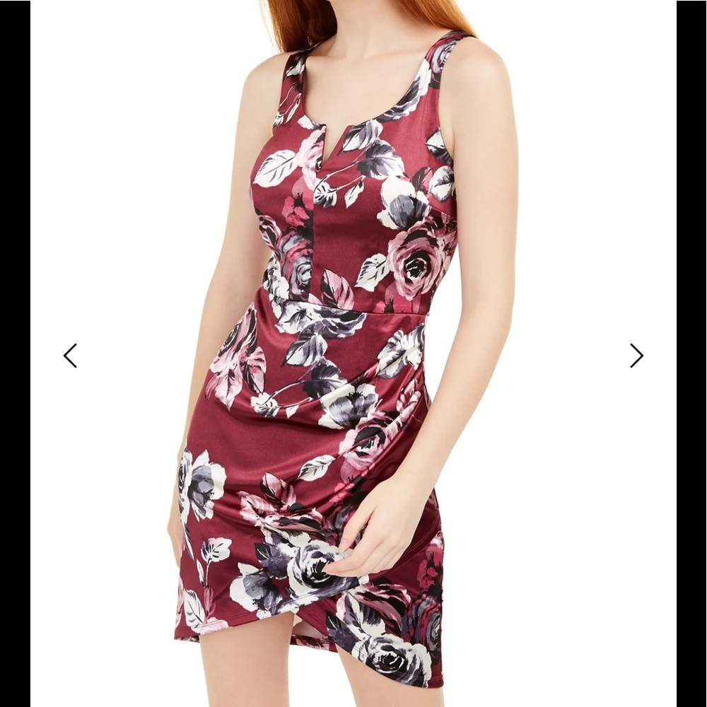 BCX Women's Printed Satin Dress Red Size 3